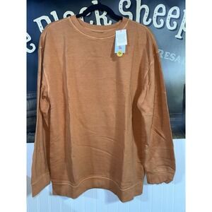 New Cat & Jack Crew Neck Sweatshirt Burnt Yellow Sz 14 Husky Casual